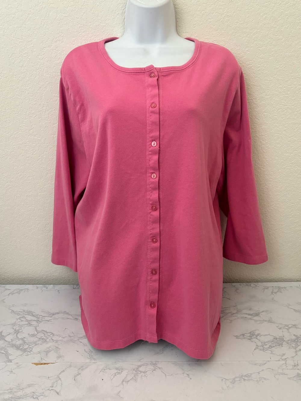 Reference Point Women’s Pink Plus Sz 1X Cardigan Long Sleeve Button Down